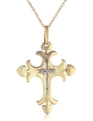 10k Gold Plated Sterling Silver Diamond-Accent Inlay Cross Pendant Necklace