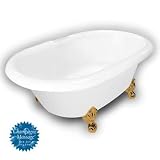 American Bath Factory B1-3720-WW-DM7-M2-15-PB-C1-CD Duchess Double Ended Clawfoot Bathtub in White,