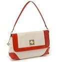 Helen Welsh Croco-Embossed Leather Trim Canvas Clutch