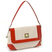 Helen Welsh Croco-Embossed Leather Trim Canvas Clutch