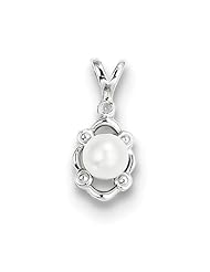 Sterling Silver Pearl & Diamond Pendant, Best Quality Free Gift Box Satisfaction Guaranteed
