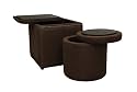 Global Distinctions Nailhead Ottoman Set, Chocolate Microsuede