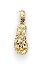 14k Enamel Flip-Flop Pendant - JewelryWeb