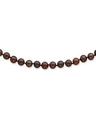 Sterling Silver 18in 6-7mm Chocolate Freshwater Cultured Pearl Necklace.