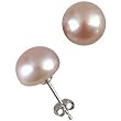 Pink 10-11mm AA+ Cultured Pearl Sterling Silver Stud Earrings (LS2B1)