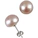 Pink 10-11mm AA+ Cultured Pearl Sterling Silver Stud Earrings (LS2B1)