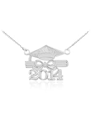 Fine 925 Sterling Silver Class of 2014 Graduation Necklace with Chain