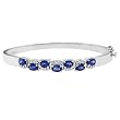 14K White Gold Sapphire and Diamond Bangle Bracelet