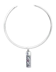 Amethyst locket necklace, Treasure Forever - Handmade Sterling Silver and Amethyst Collar Necklace