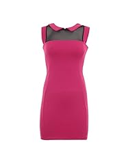 Sleeveless Mesh Elastane/Polyester/Scuba/Knit Bodycon Dress/Party Dress/Mini Dress 