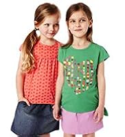 2 Pack Pure Cotton Heart & Swirl Print T-Shirts