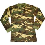 Woodland Camouflage Thermal Henley 3-Button Crew Neck Shirt 2431 Size 3X Large
