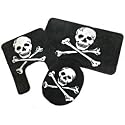 3-pc Pirate Bathroom Bath Mat Skull & Crossbones Halloween Goth