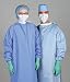 Blockade« Surgeons' Gown, 2-Ply - Tie Neck and Back Closure - Large, Misty Green, Medline's Blockade fabric is a taffeta weave produced with untwisted continuous filament polyester. Constructed of 99% polyester/1% carbon. Medline's Blockade fabric provides an exceptional barrier that is highly fluid-resistant. The high-density construction resists fluid penetration while maintaining breathability and comfort. Under normal conditions, Blockade barrier properties are guaranteed up to 75 processings. Product photo may not exactly match the product offered for sale. Please refer to the product description.
