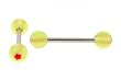 14g Stainless Steel Barbell - Yellow with Red Star - 6mm Ball - 5/16" (Sold as a Pair)