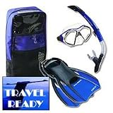 U.S. Divers Admiral 2 Mask, Bikar Snorkel, Trek Travel Fins & Travelite Snorkeling Bag