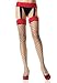 Contrast Color Fence Net Garter Belt Stocking With Bow Top (Black/Red;Plus Size)