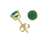 Gold Overlay Sterling Silver 4mm Round Emerald Earrings