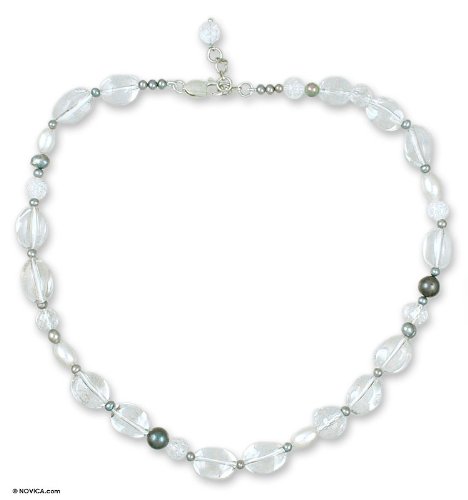 Pearl and quartz strand Crystal Rain