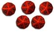 Q-Workshop: 5 Dice Set - Carved Elvish / Elven d10 Dice / Die (Red & Black)