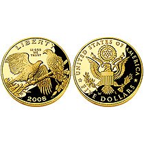 2008 - BALD EAGLE - PROOF $5.00 GOLD COIN (LIMITED TO 100,000)