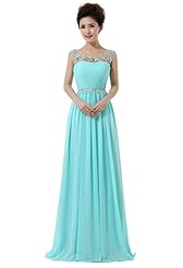 Beaded Chiffon/Polyester/Rayon/Viscose Scoop Neck Bridesmaid Dress 