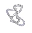 Sterling Silver Rhodium Ring with Clear CZ - Heart - Size: 5-6, 8-9