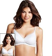 2 Pack Non-wired Cotton Diamond Texture Lightweight Padded Bras