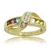 Solid Yellow Gold Rainbow Ring w Gemstones & Diamonds