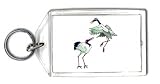 Keychain with green, crane, birds, dance