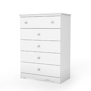 South Shore Furniture, Crystal Collection, 5 Drawer Chest, Pure White South Shore Furniture, Crystal Collection, 5 Drawer Chest, Pure White