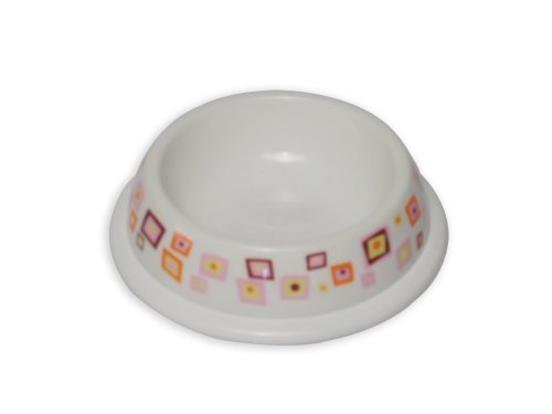 PawProof Small Designer Pet Bowls, Retro Collection - Square Red
