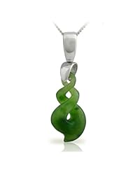 Silver Pendant with Green Jade 25mm