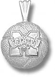 Mississippi State Bulldogs Solid Sterling Silver ''M'' Logo Basketball Pendant