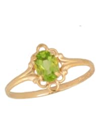 14K Gold Teens Genuine August Birthstone Ring - Peridot (size 5 1/2)