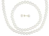 10KT 6-7MM CULTURED FRESHWATER PEARL NECKLACE AND STRETCH BRACELET WITH STUD EARRINGS SET