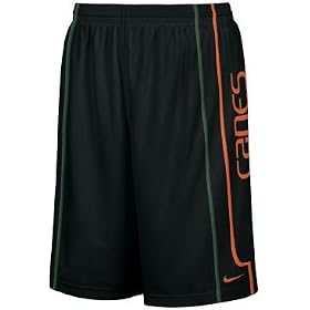 Miami Hurricanes Black NCAA Screen Printed Replica Basketball Shorts By Nike Team Sports