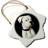Dogs Boxer - White Boxer Uncropped Ears - Ornaments