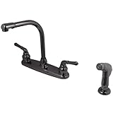 Kingston Brass NB750SP Water Onyx 8-Inch Centerset Kitchen Faucet With Lever Handle And Matching Sid