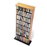 IMAGE OF Prepac Double CD DVD Multimedia Storage Tower in Oak and Black