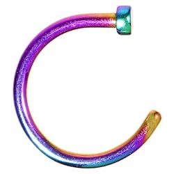 18 Gauge 5/16" Rainbow Anodized Titanium Nose Hoop