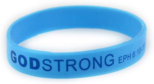 8030008 3 Pieces Light Blue with Blue Adult Imprinted Godstrong Silicone Band Eph. Ephesians 6:10-11