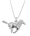 Silver Three Dimensional Running Mustang Stallion Horse Necklace