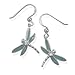 Blue Enamel Dragonfly Sterling Silver Earrings title=