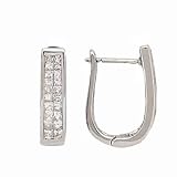 14k White Gold & Princess-Cut Diamond Oval Drop Hoop Earrings (1.00ctw)