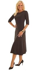 A-Line 3/4 Sleeve Black Dress Misses/Plus Sizes Available (Fuss Free Apparel)