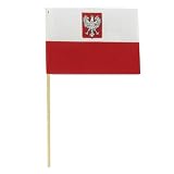 Poland 4in x 6in Cotton Stick Flag With Eagle
