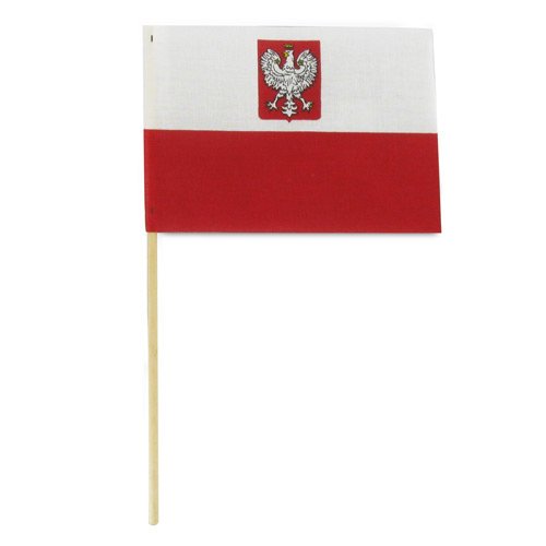 Poland 4in x 6in Cotton Stick Flag With Eagle