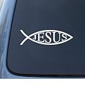 JESUS FISH 2 - Car, Truck, Notebook, Vinyl Decal Sticker #1277 | Vinyl Color: White