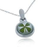 31hLxlqR7fL. SL160  Chuvora Real Irish Four Leaf Clover, Symbol of Good Luck, Round Pendant Necklace 18 Reviews